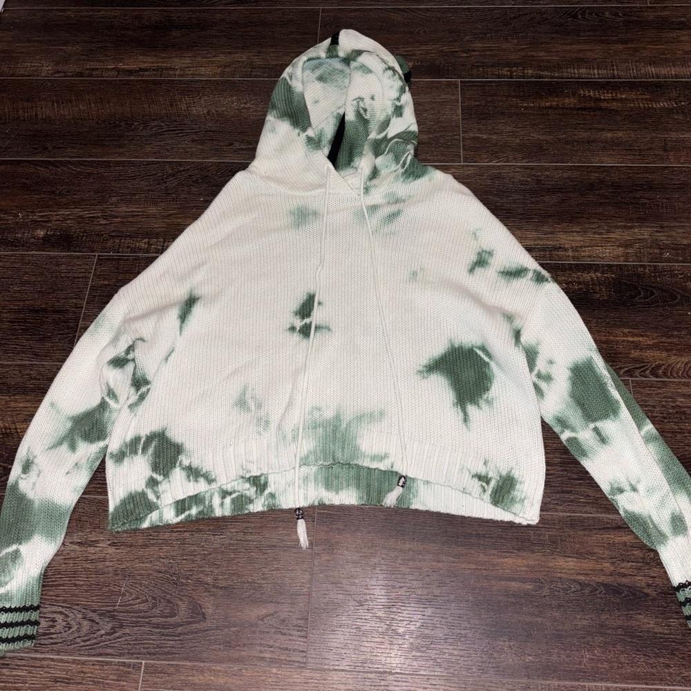 Revolve John + Jenn Tie Dye cropped knit hoodie sweater sweatshirt